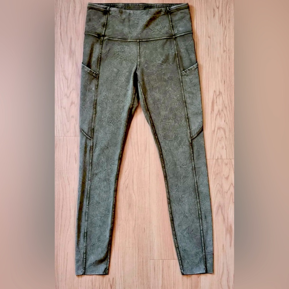 Lululemon Fast Free High Rise Tight 25" Ice Dye Wash Moss Green